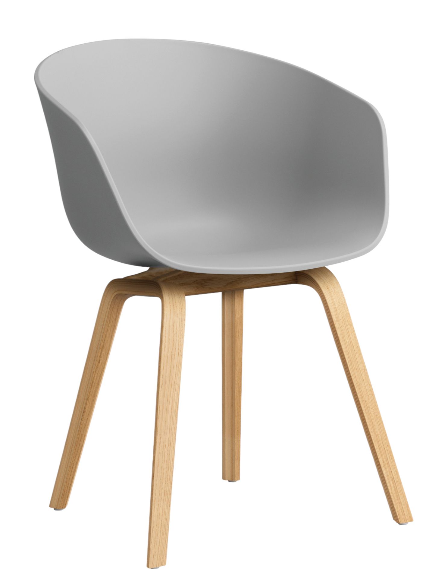 About A Chair AAC22 Stuhl in Betongrau mit Eichenholzbeinen, moderner Designstuhl für Esszimmer.